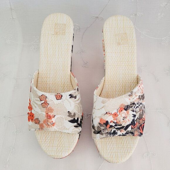 Floral Print Wedge Sandals - Picture 2 of 13